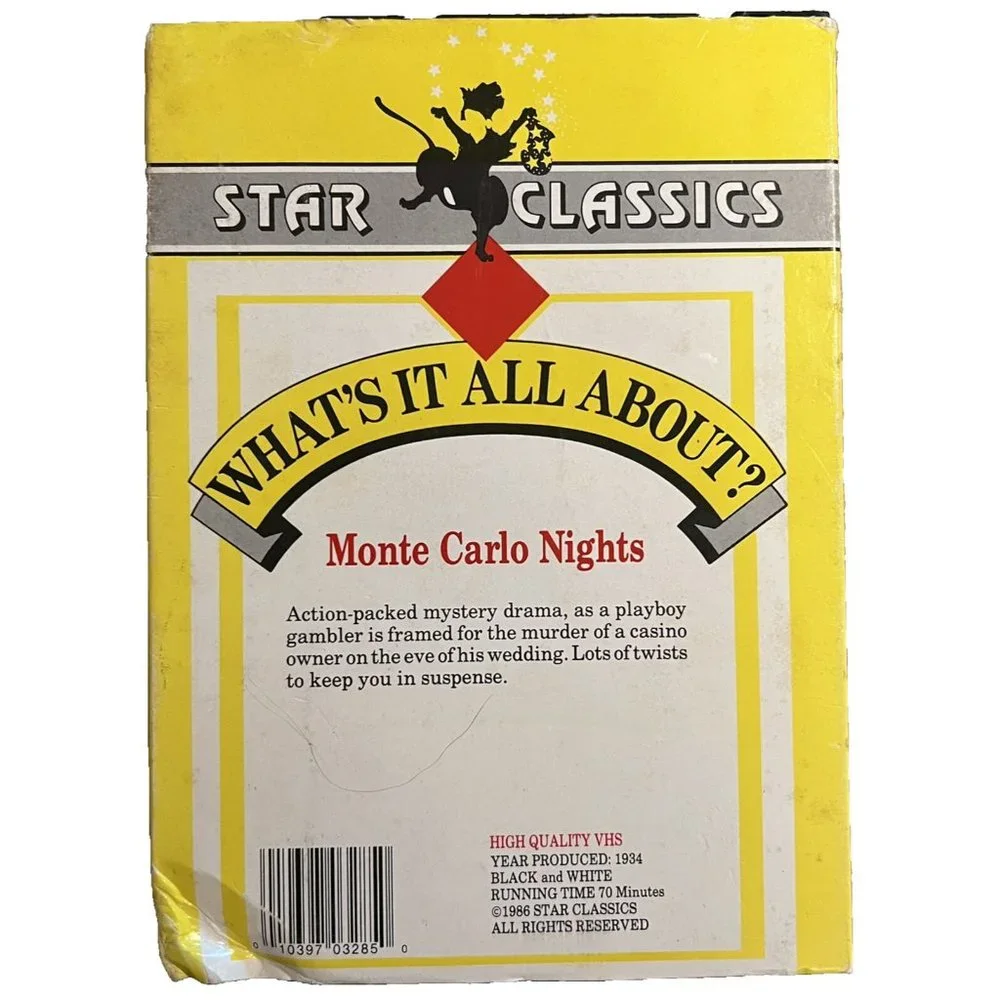 Monte Carlo Nights VHS 1986 1934 Film John Darrow Mary Brian RARE Vintage